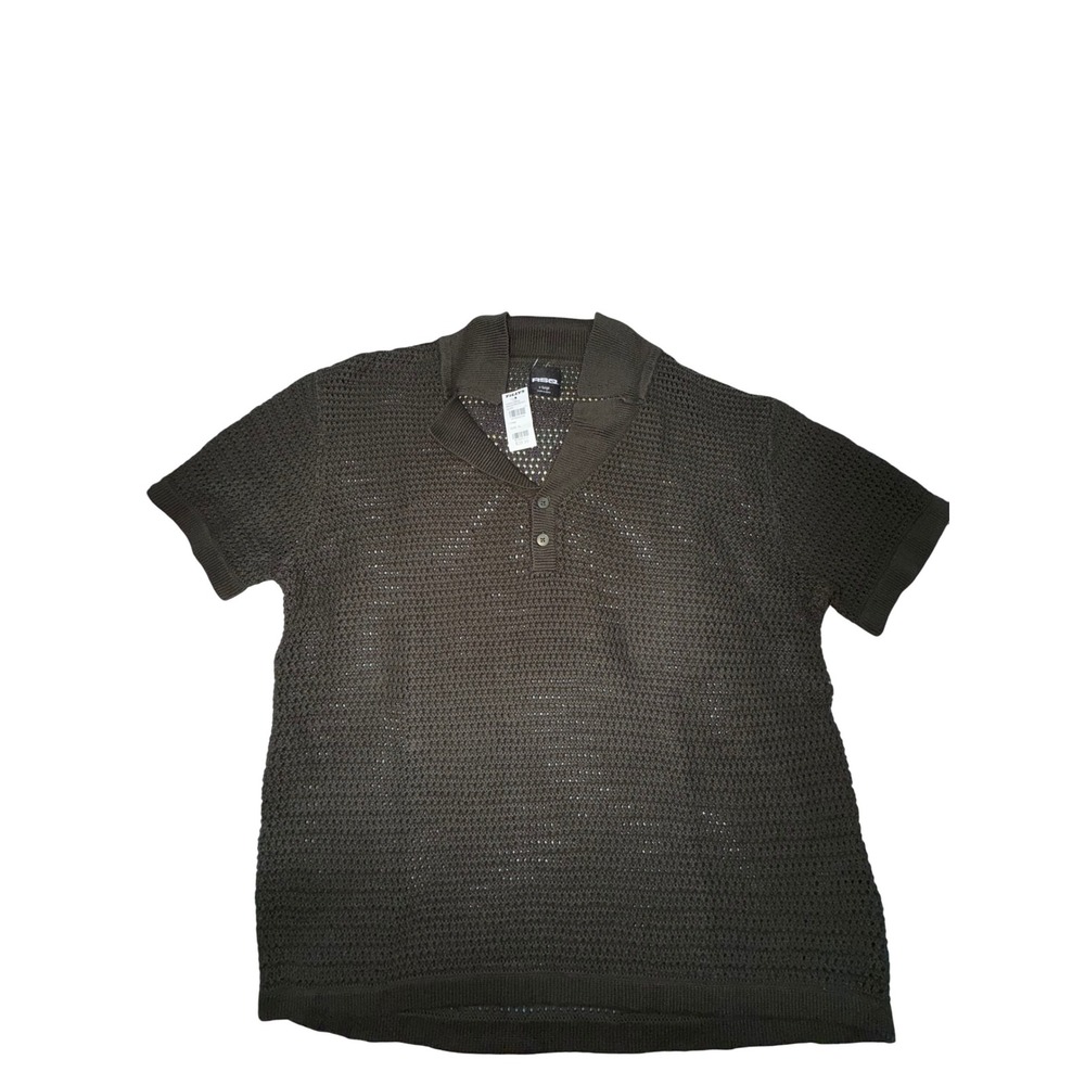 RSQ By Tillys women's Olive Green Knit Mesh Polo Shirt XL Short‎ Sleeve Casual